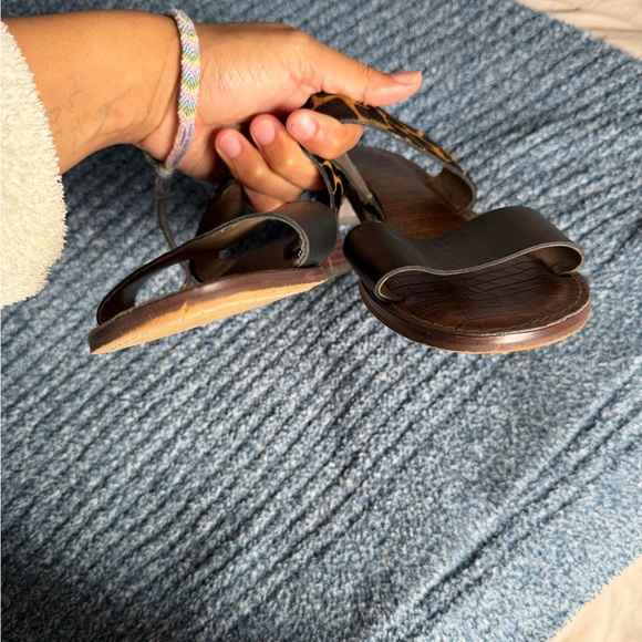 Sam Edelman Black and Leopard Print Sandals - Picture 2 of 6